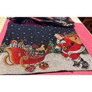 Set of 6 Trim A Home Santa Sleigh Ornaments Christmas Tapestry Dinner Place Mats